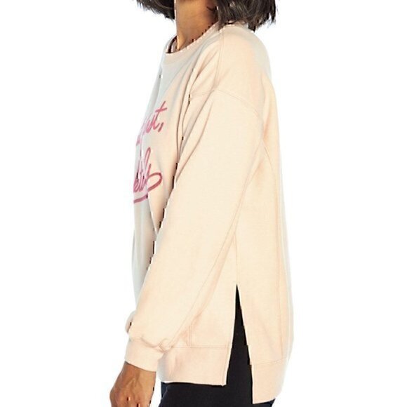 NEW NWT WILDFOX Statement Sweatshirt Solid Pink Cocktails Alcohol Crewneck Small - Picture 3 of 12